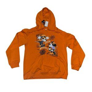 Disney Mickey Minnie Mouse Halloween Large Womens Orange Graphic Feeling Spooky